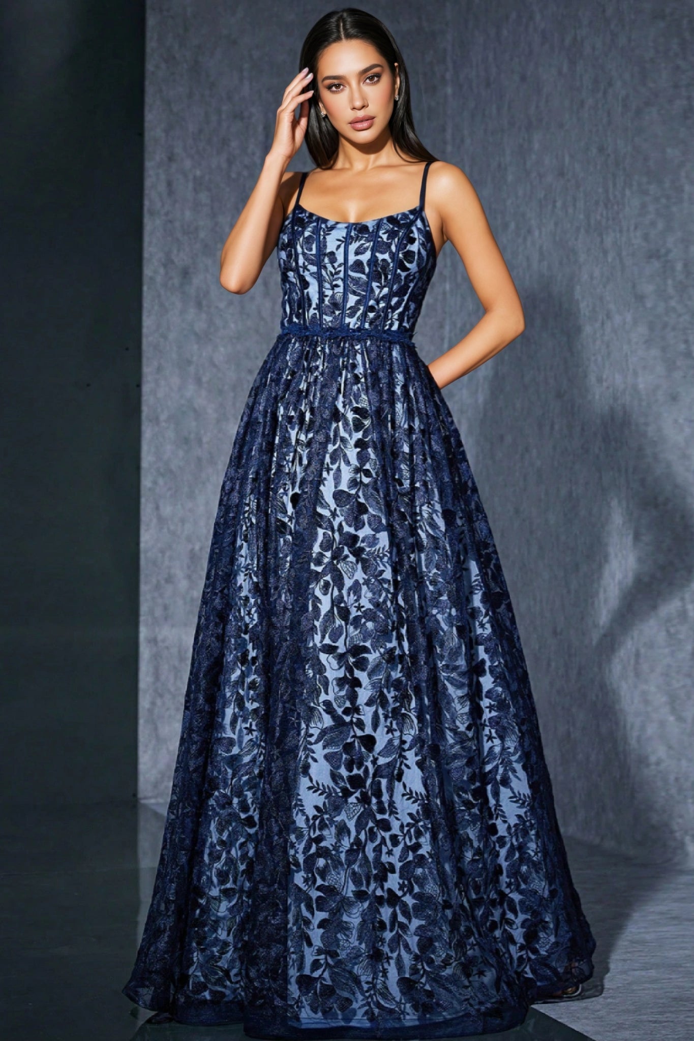 Ari Blue Strapless Mesh Maxi Dress