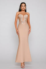Iuana Sleeveless Beaded Bandage Maxi Dress