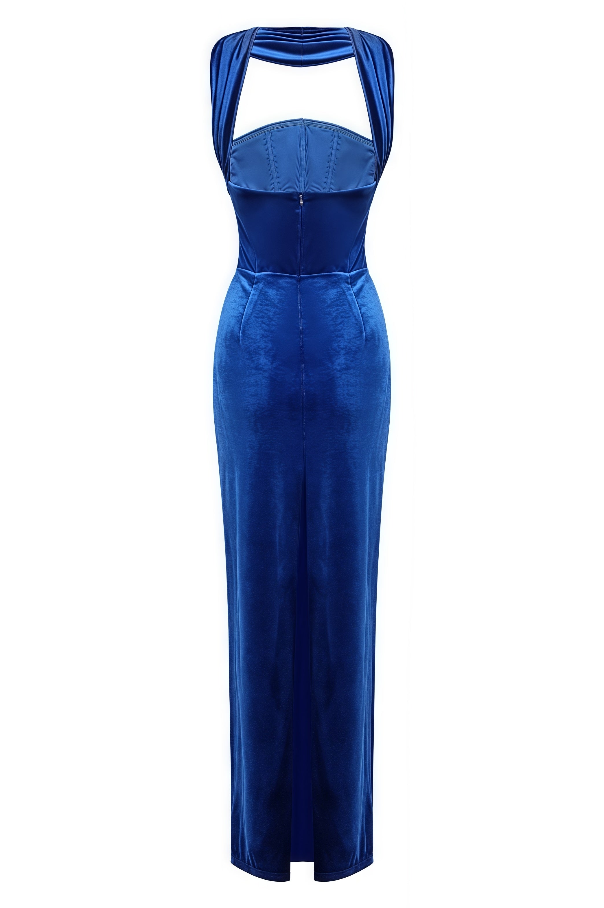 Liornd Blue Split Backless Maxi Dress