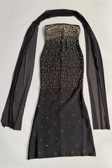 Ellis Black Beaded Diamond Maxi Dress