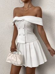 Off Shoulder Button Embellished Top