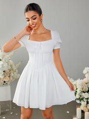 Off Shoulder Crisscross Tie Back Mini Dress