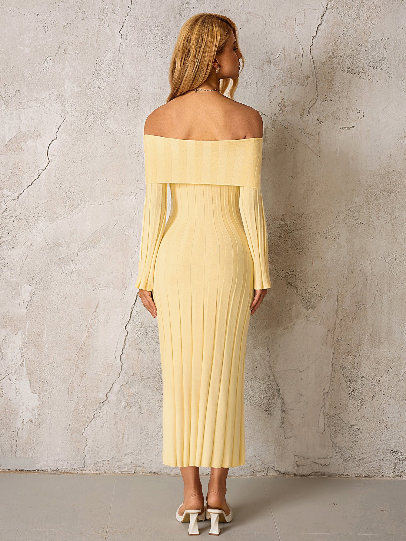 Off Shoulder Knitted Bodycon Dress
