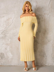 Off Shoulder Knitted Bodycon Dress