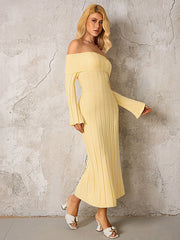 Off Shoulder Knitted Bodycon Dress