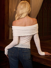 Off Shoulder Long Sleeve Lace Top