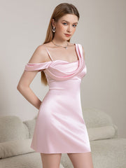One Shoulder Backless Satin Bodycon Cami Dress