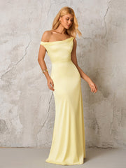 One Shoulder Backless Satin Maxi Dress