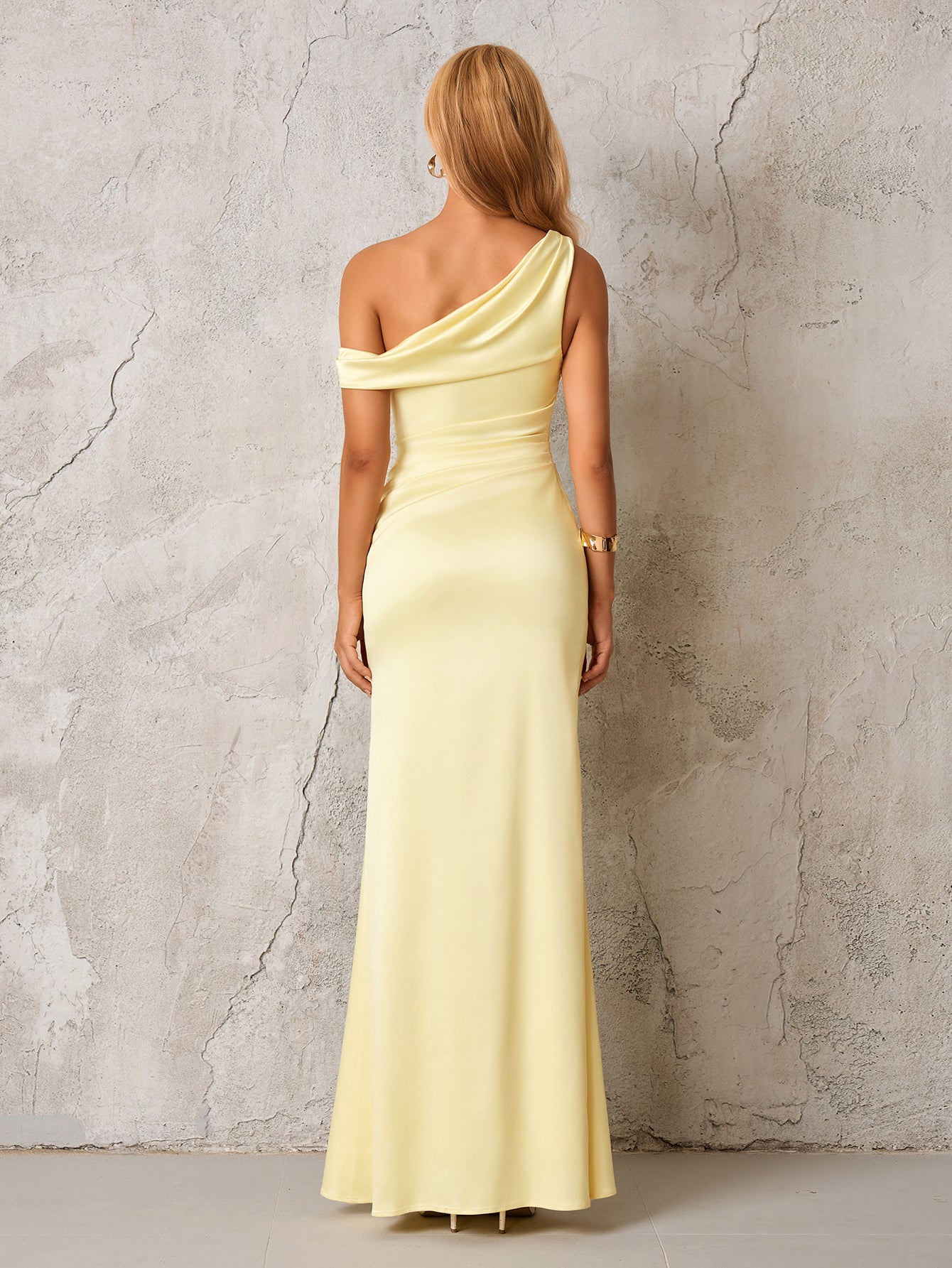 One Shoulder Satin Bodycon Dress