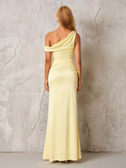 One Shoulder Satin Bodycon Dress
