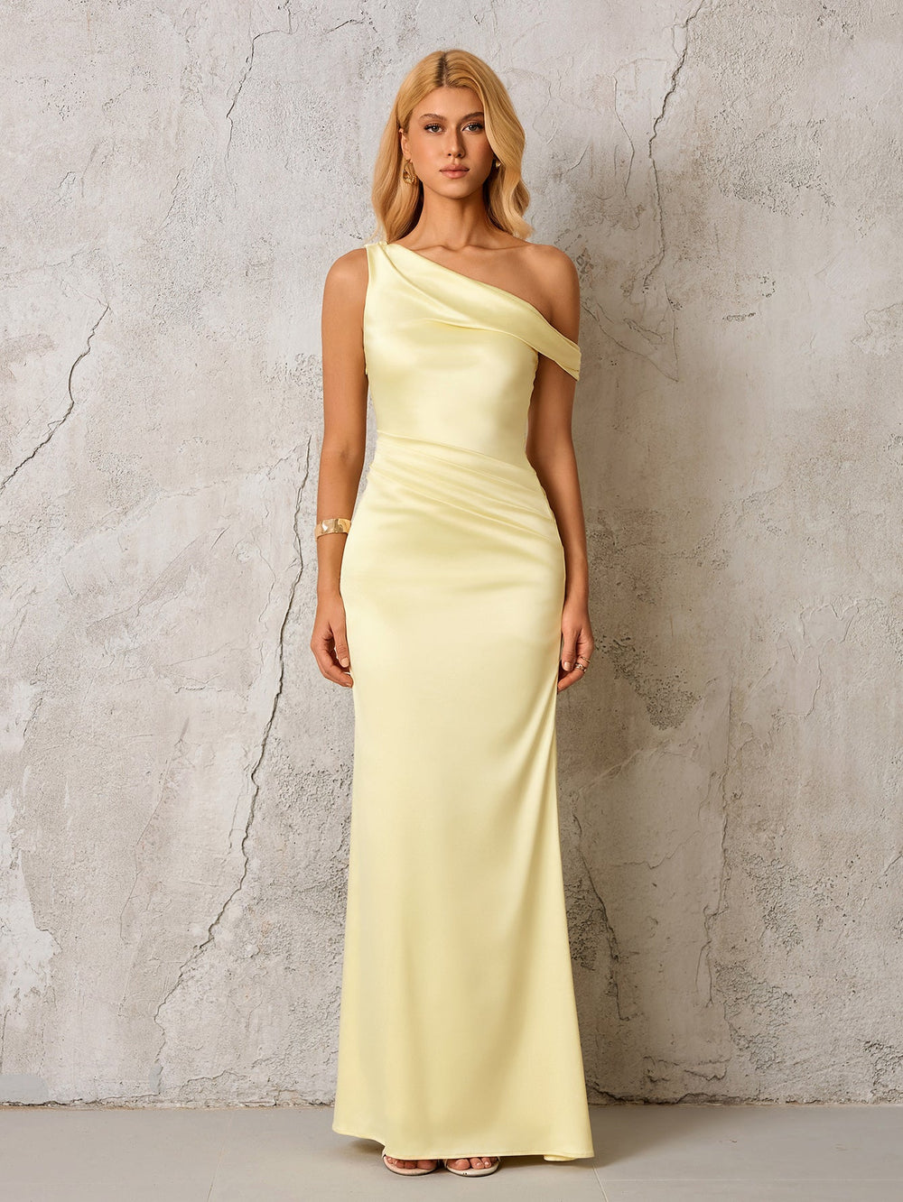 One Shoulder Satin Bodycon Dress – Ooins