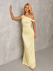 One Shoulder Satin Bodycon Dress