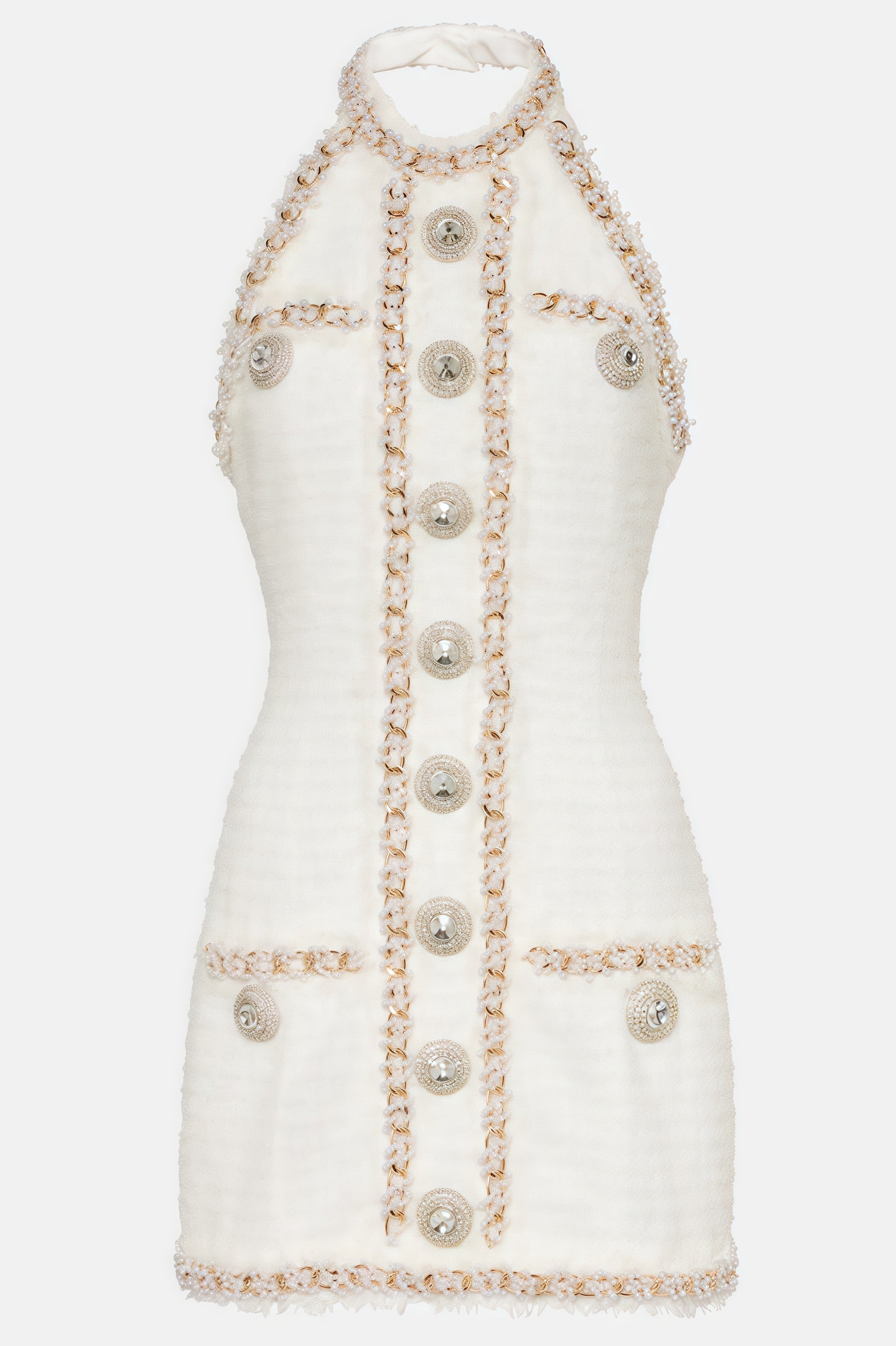 Jorrel Sleeveless Jewel Button Mini Dress