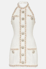 Jorrel Sleeveless Jewel Button Mini Dress