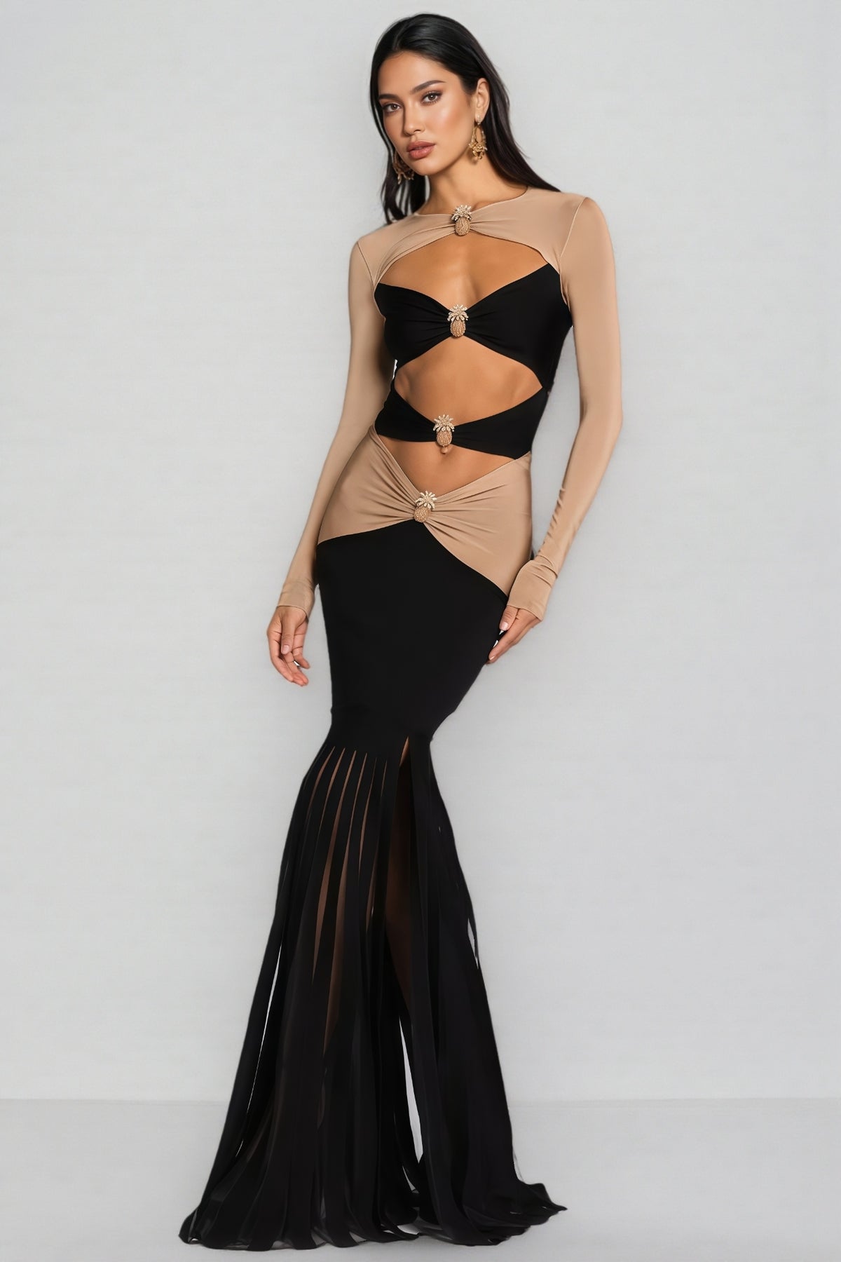 Grace Pineapple Rhinestone Maxi Dress