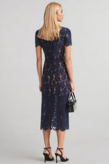 Shaylah Lace Contrast Collar Midi Dress
