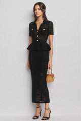 Grayld Black Bow Crochet Midi Dress