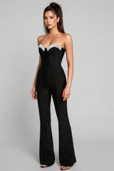 Ewan Rhinestone Backless Bandage Jumpsuit