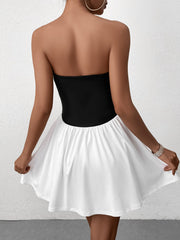 Patchwork Contrast Tube Mini Dress