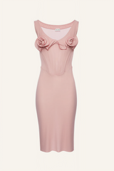 Anhad Pink Flower Bustier Midi Dress