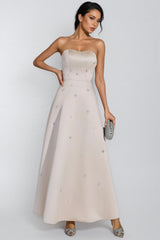 Davin Champagne Off-shoulder Maxi Dress