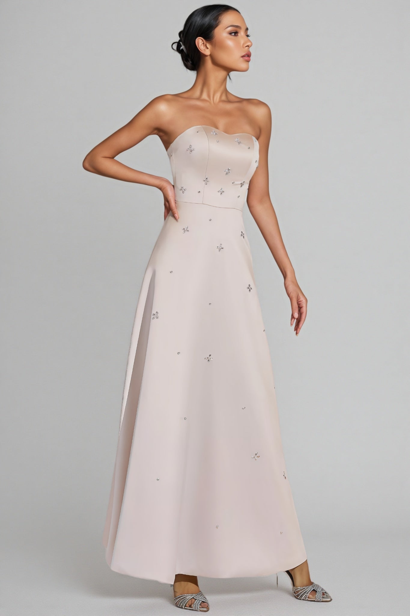 Davin Champagne Off-shoulder Maxi Dress
