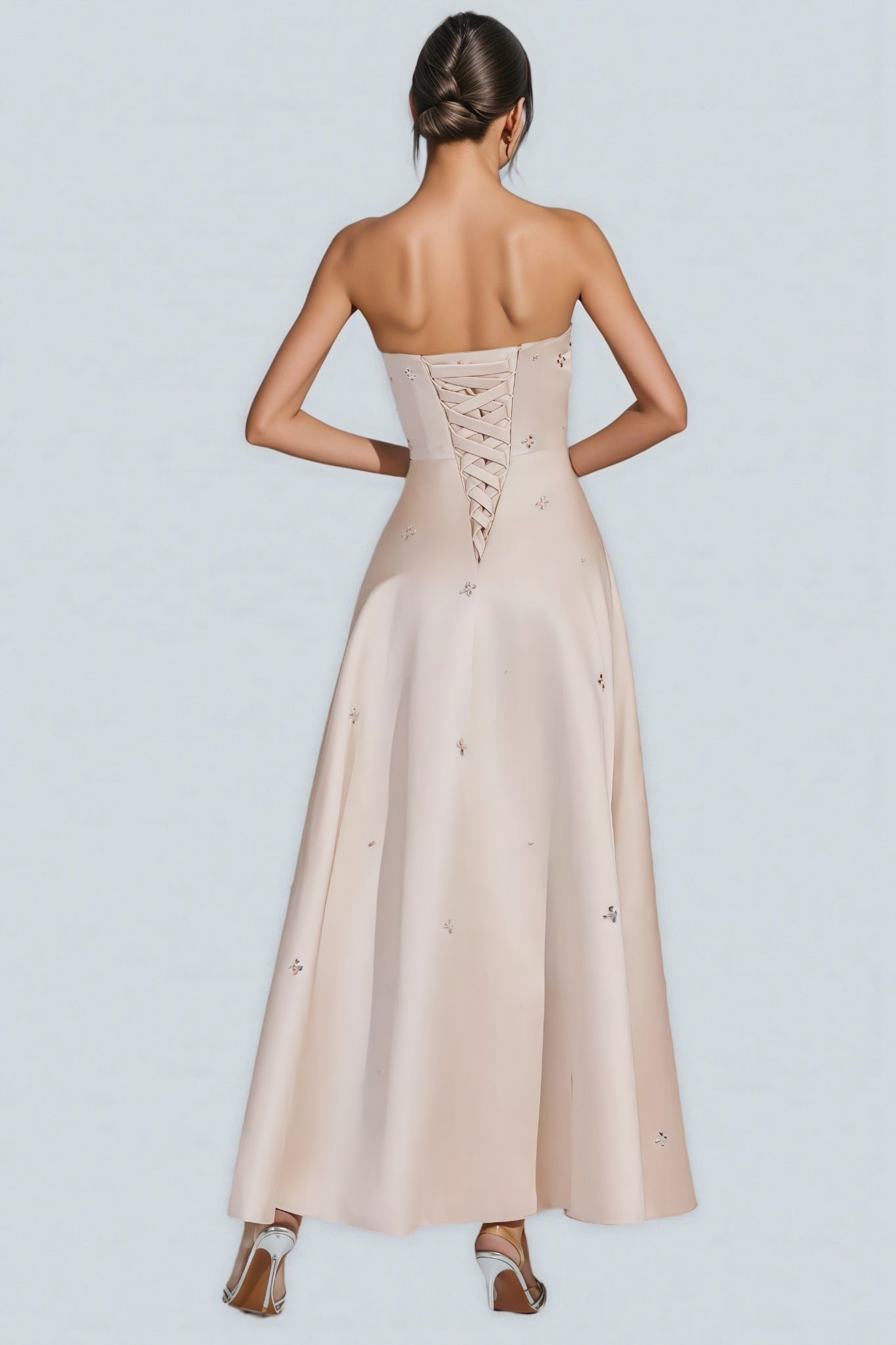 Davin Champagne Off-shoulder Maxi Dress