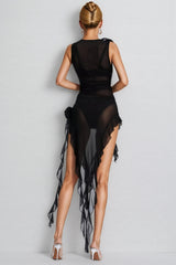 Beryl Black Mesh Maxi Dress