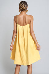 Fawnty Yellow Embroidered Slip Mini Dress