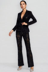 Analia Black Cutout Sequin Blazer Set