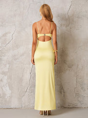 Ruched Bust Cut Out Backless Satin Dress