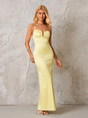 Ruched Bust Cut Out Backless Satin Dress