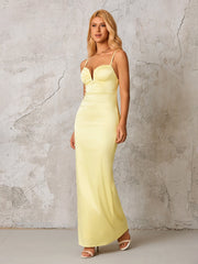 Ruched Bust Cut Out Backless Satin Dress