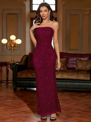 Ruched Mesh Sequin Tube Dress