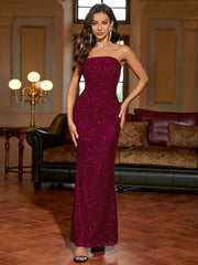 Ruched Mesh Sequin Tube Dress