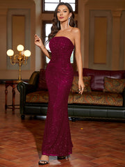 Ruched Mesh Sequin Tube Dress
