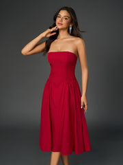 Ruched Waist Backless Prom Tube Dress