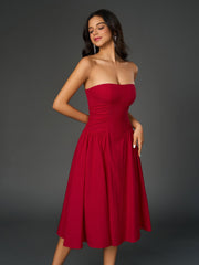 Ruched Waist Backless Prom Tube Dress