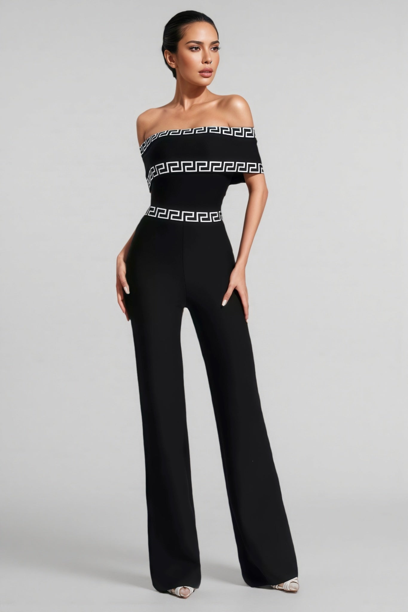 Ferlac Black Printed Bandage Jumpsuit