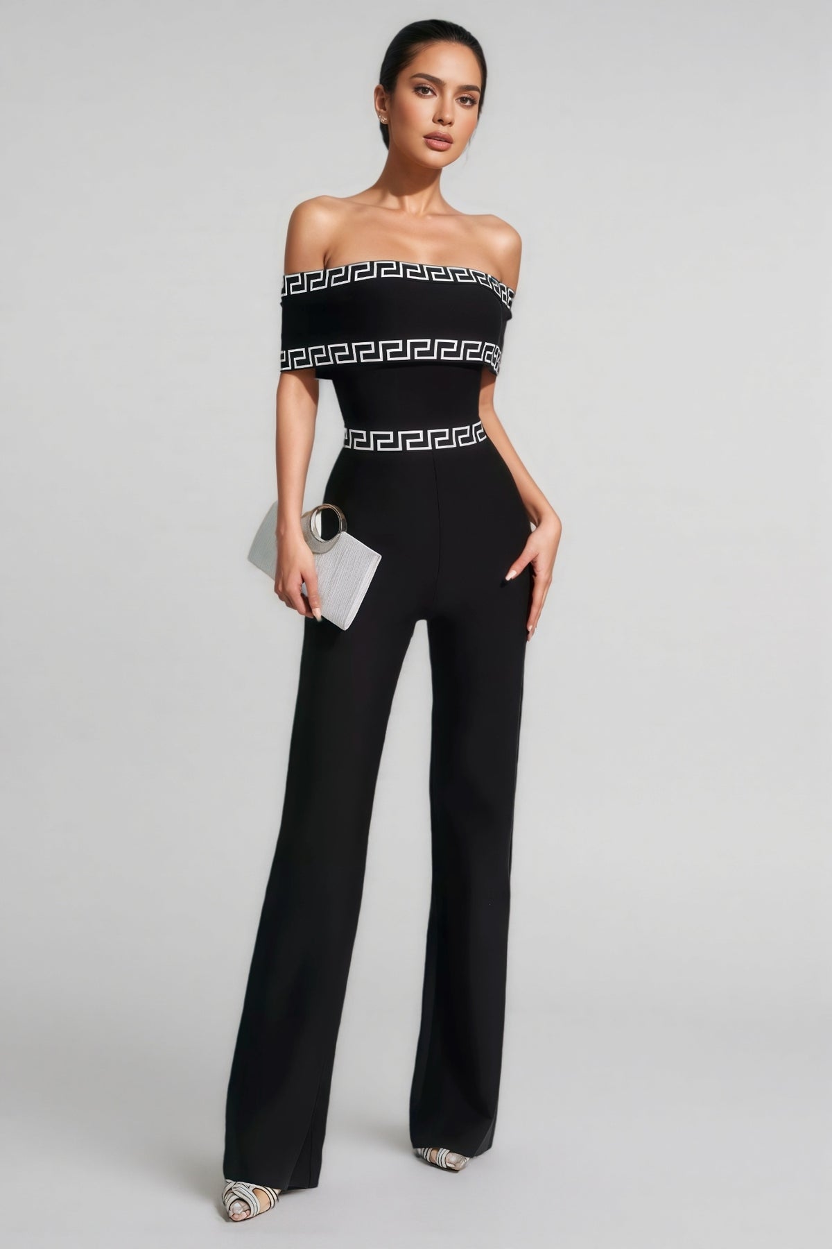 Ferlac Black Printed Bandage Jumpsuit