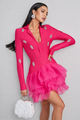 Cady Bandage Rhinestone Mini Dress