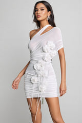 Parilk Mesh 3D Flower Mini Dress