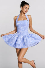 Jettal Halterneck Floral Flare Mini Dress