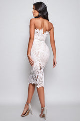 Quilla Strapless Lace Midi Bandage Midi Dress