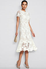 Nolaty beige Lace Mermaid Maxi Dress