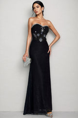 Cecily Black Diamond Off-shoulder Maxi Dress