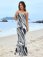 Tie Back Cut Out Print Bodycon Cami Dress