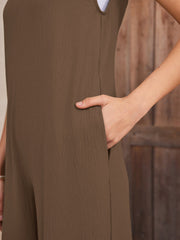 Tie Back Pocket Wide Legs Jumpsuit