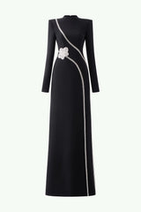 Senne Rhinestone Long Sleeve Floral Maxi Dress