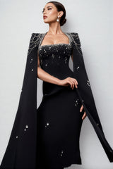 Tegany Beaded Chain Sleeve Maxi Dress